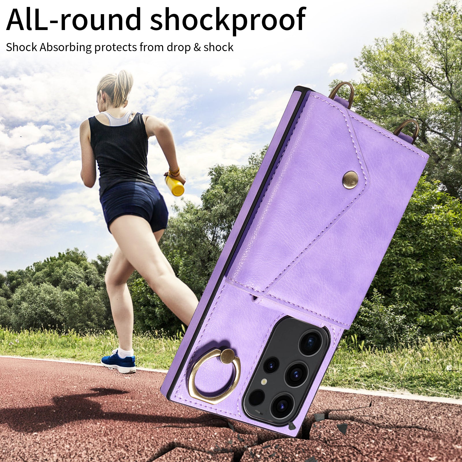 002 Card Bag Shell for Samsung Galaxy S23 Ultra Ring Kickstand Cover Litchi Texture Leather TPU Phone Case with Shoulder Strap 002 Card Bag Shell for Samsung Galaxy S23 Ultra Ring Kickstand Cover Litchi Texture Leather TPU Phone Case with Shoulder Strap